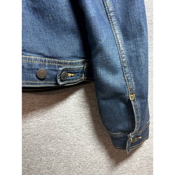 Old Navy Jean Jacket Women L Pocket Denim Button Up Long Sleeve Medium Wash Blue - Picture 9 of 10